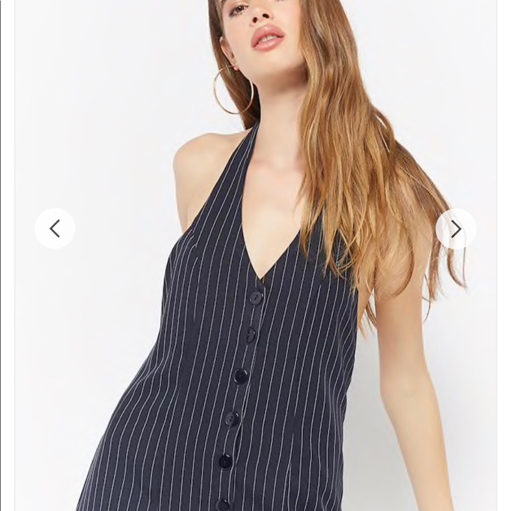 Pinstriped Halter Jumpsuit